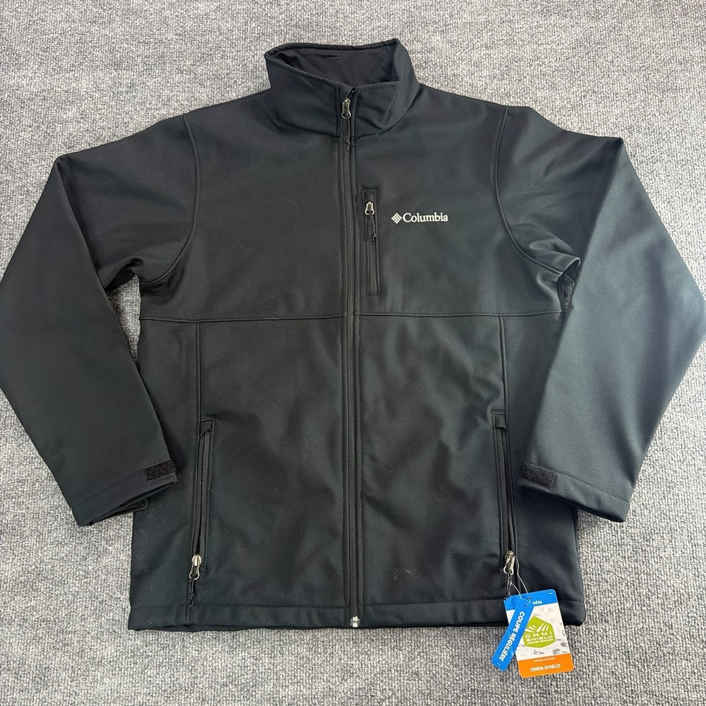 Columbia Mens Ascender Softshell Jacket Black Full Zip WM6044 Size M NWT